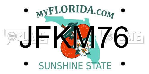 JFKM76 Florida License Plate