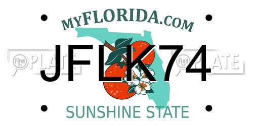 JFLK74 Florida License Plate