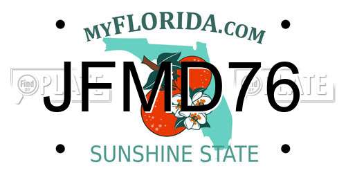 JFMD76 Florida License Plate