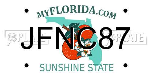 JFNC87 Florida License Plate