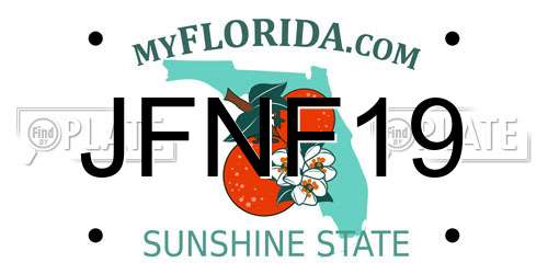 JFNF19 Florida License Plate