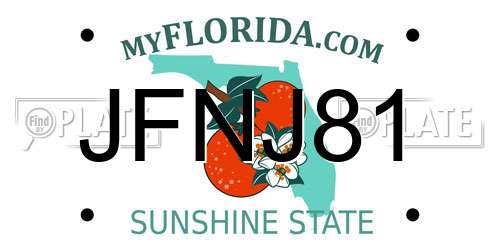 JFNJ81 Florida License Plate