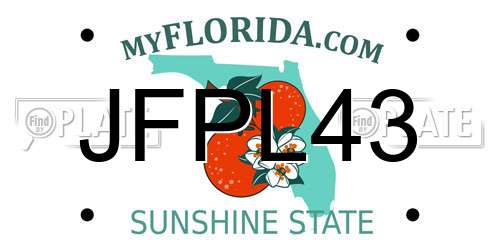 JFPL43 Florida License Plate