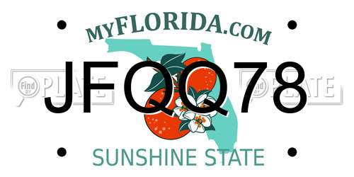 JFQQ78 Florida License Plate
