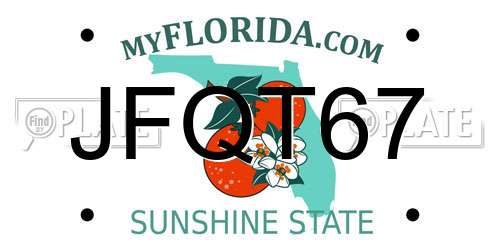 JFQT67 Florida License Plate