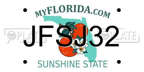 JFSJ32 Florida License Plate