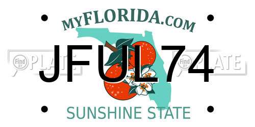JFUL74 Florida License Plate