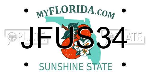 JFUS34 Florida License Plate