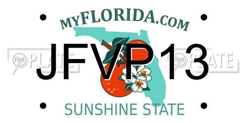 JFVP13 Florida License Plate