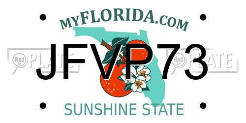 JFVP73 Florida License Plate