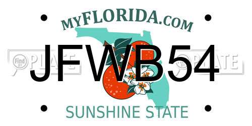 JFWB54 Florida License Plate