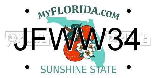 JFWW34 Florida License Plate