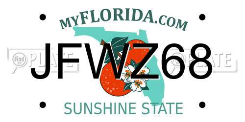 JFWZ68 Florida License Plate