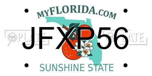 JFXP56 Florida License Plate