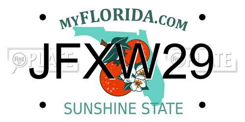 JFXW29 Florida License Plate