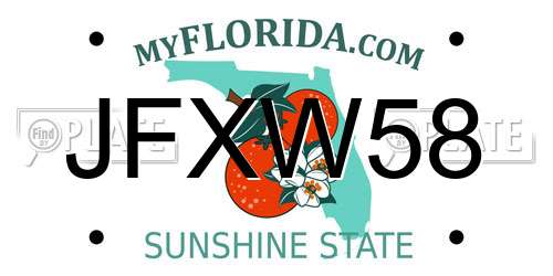 JFXW58 Florida License Plate
