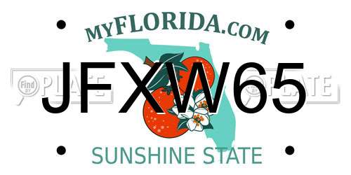 JFXW65 Florida License Plate