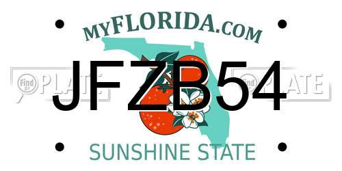JFZB54 Florida License Plate