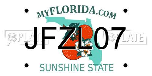 JFZL07 Florida License Plate