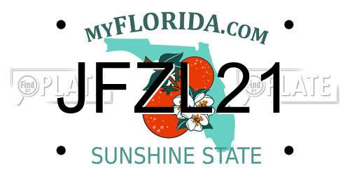 JFZL21 Florida License Plate