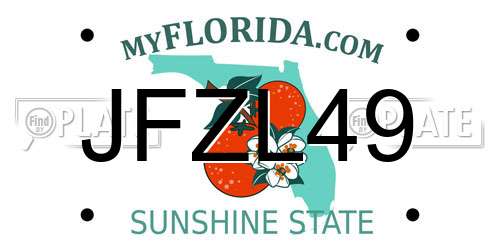JFZL49 Florida License Plate