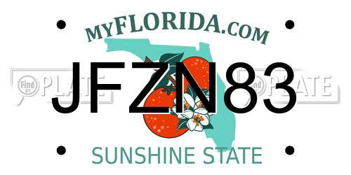 JFZN83 Florida License Plate