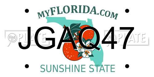 JGAQ47 Florida License Plate