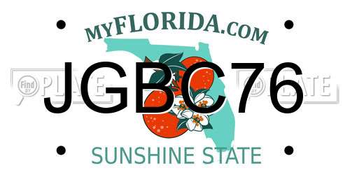 JGBC76 Florida License Plate