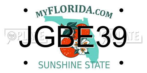 JGBE39 Florida License Plate