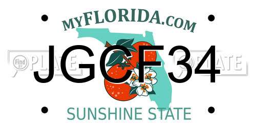 JGCF34 Florida License Plate