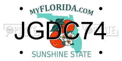 JGDC74 Florida License Plate
