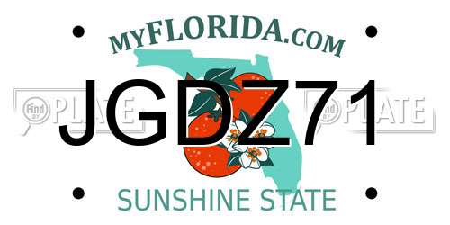JGDZ71 Florida License Plate