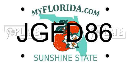 JGFD86 Florida License Plate