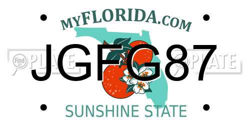 JGFG87 Florida License Plate