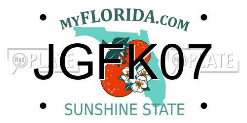 JGFK07 Florida License Plate