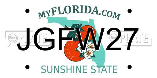 JGFW27 Florida License Plate