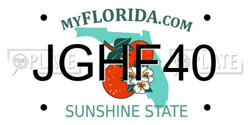 JGHF40 Florida License Plate