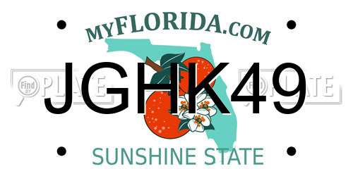 JGHK49 Florida License Plate