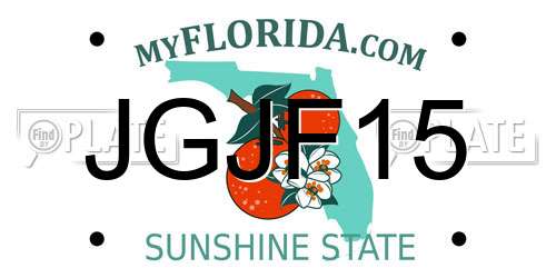 JGJF15 Florida License Plate