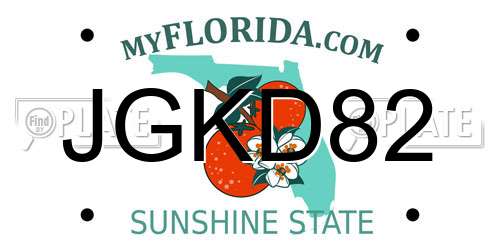 JGKD82 Florida License Plate