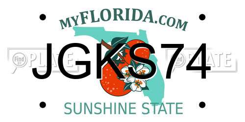 JGKS74 Florida License Plate