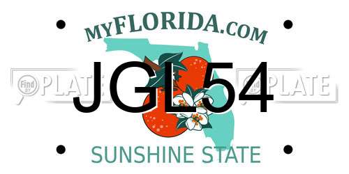 JGL54 Florida License Plate