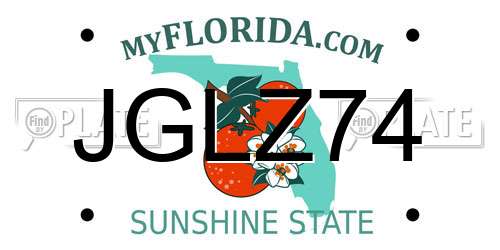 JGLZ74 Florida License Plate