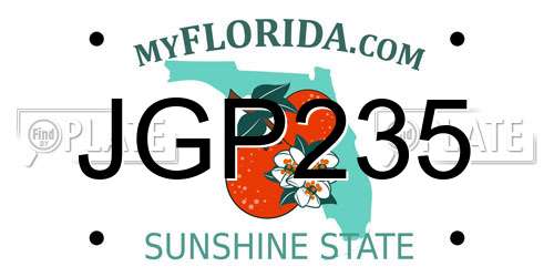 JGP235 Florida License Plate