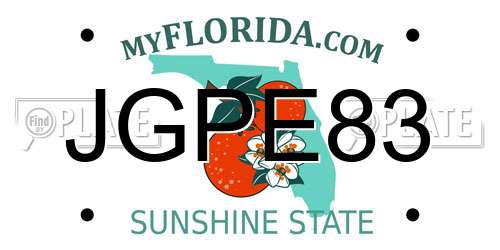 JGPE83 Florida License Plate