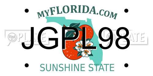 JGPL98 Florida License Plate