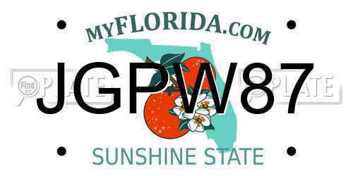 JGPW87 Florida License Plate