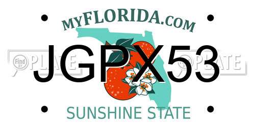 JGPX53 Florida License Plate