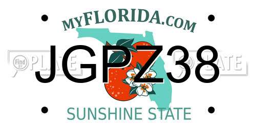 JGPZ38 Florida License Plate
