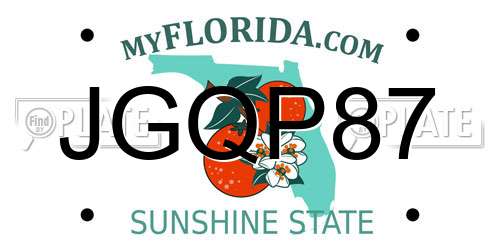 JGQP87 Florida License Plate